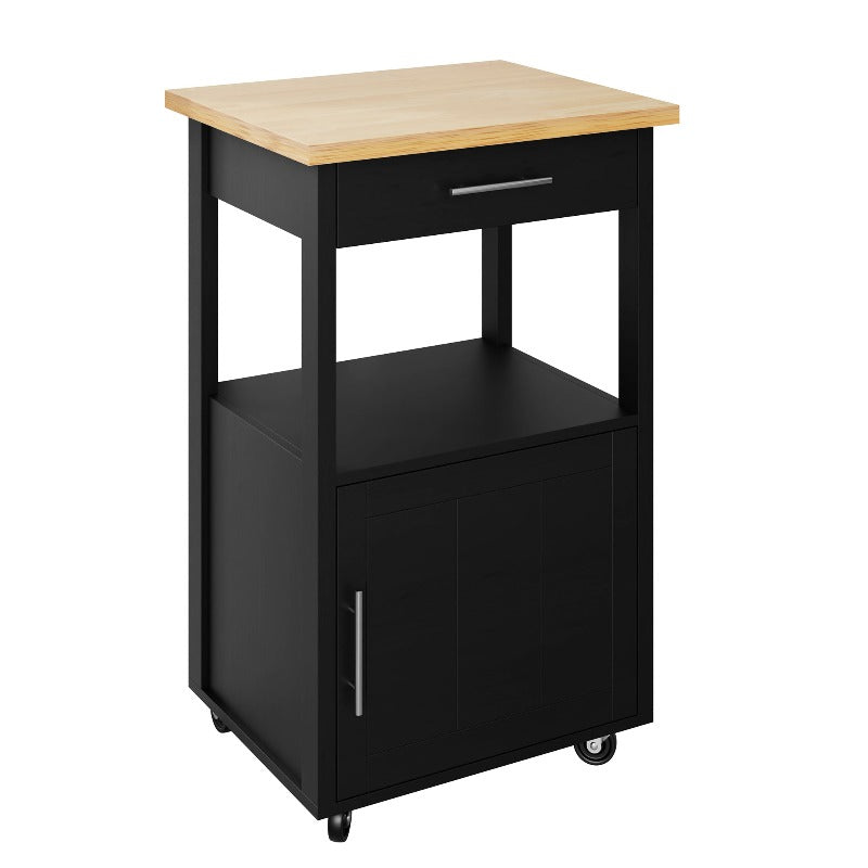 Walsunny Rolling Kitchen Island With Solid Wood Top #color_black