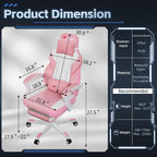 Gaming Chairs  Walsunny Gaming Chairs with Footrest, Massage Leather Game Chair for Adults Big and Tall Gamer Chair with Headrest and Lumbar Support with Ergonomic PU Leather   #color_pink