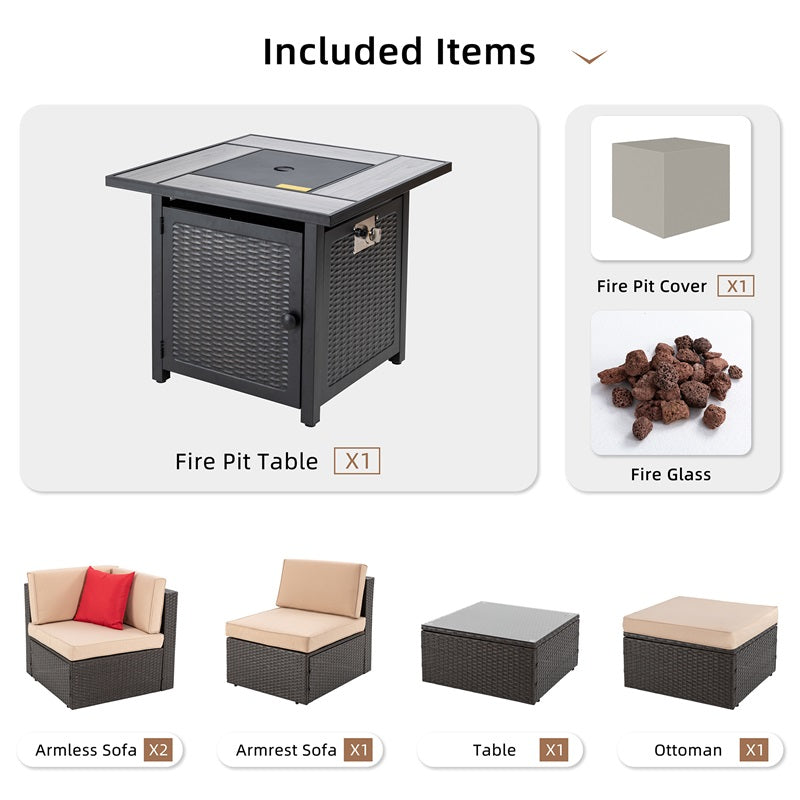 Walsunny 50,000 BTU Patio Metal Gas Square Fire Pit Table (7289552666800)