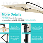 Walsunny Patio Offset Umbrella Easy Tilt Adjustment,Crank and Cross Base, Outdoor Cantilever Hanging Umbrella with 8 Ribs (7504185786544)