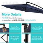 Walsunny Patio Offset Umbrella Easy Tilt Adjustment,Crank and Cross Base, Outdoor Cantilever Hanging Umbrella with 8 Ribs (7504185786544)