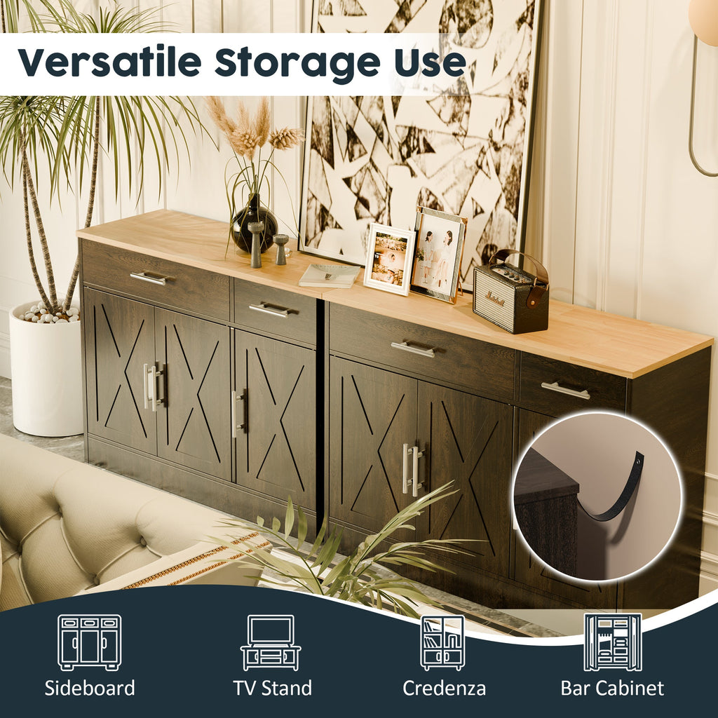 Walsunny Kitchen Buffet Sideboard Cabinet with Adjustable Shelf,Wooden Storage Cabinet with 3 Doors and 2 Drawers,Modern Farmhouse Coffee Bar Cabinet with Storage for Kitchen/Living Room (7612679061680)