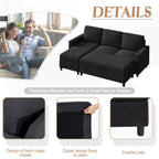 Walsunny Sectional Sofa With Long Storage Ottoman For Small Apartment#color_black (7136755155120)