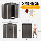 Walsunny Outdoor Steel Storage Shed, Metal Garden Shed