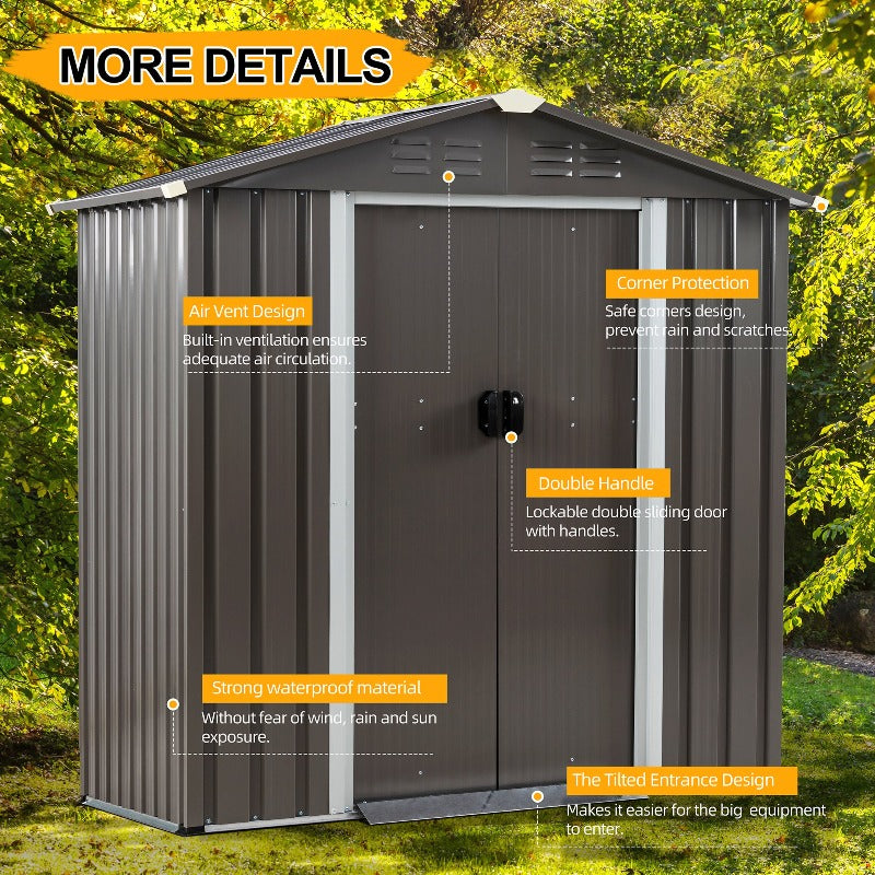 Walsunny Outdoor Steel Storage Shed, Metal Garden Shed 