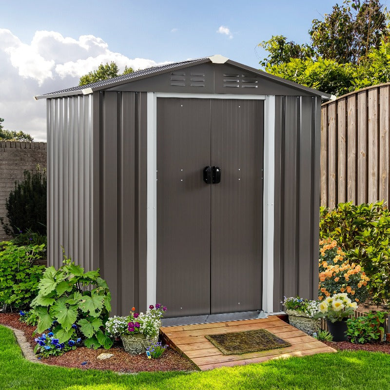 Walsunny Outdoor Steel Storage Shed, Metal Garden Shed 