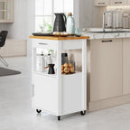 Walsunny Rolling Kitchen Island With Solid Wood Top #color_white
