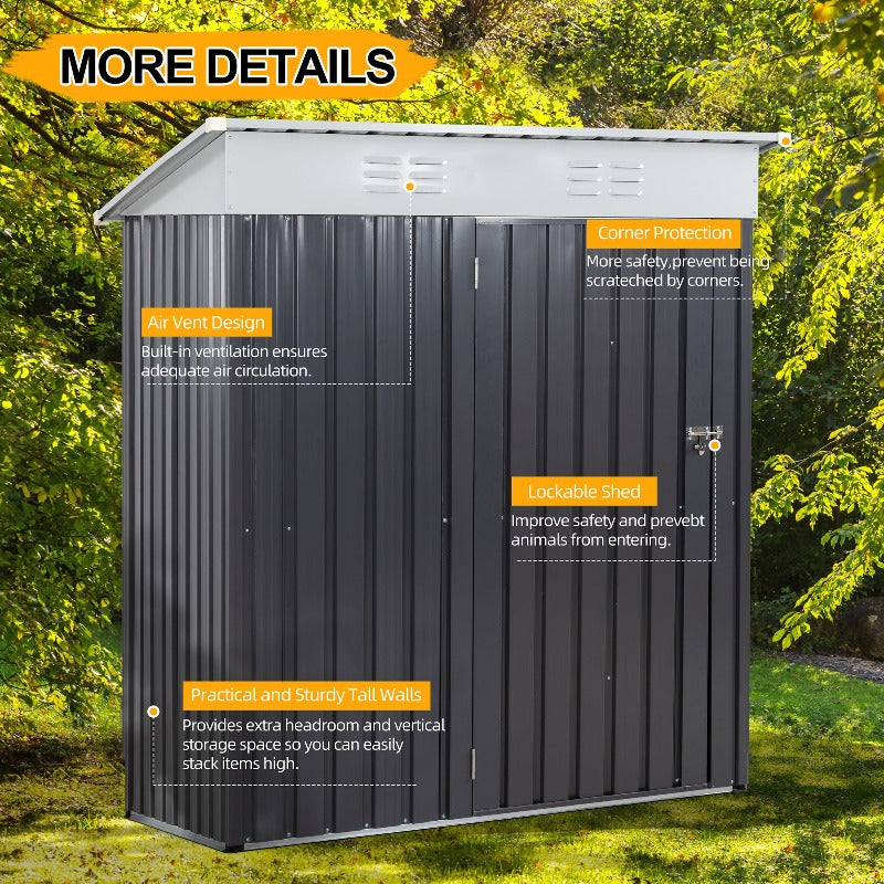 Walsunny Outdoor Steel Storage Shed, Metal Garden Shed 