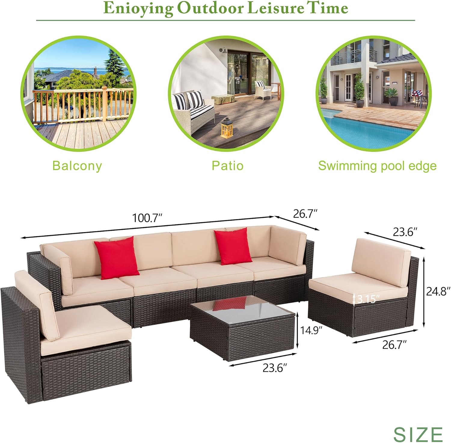 7-Piece Outdoor Rattan Patio Set with Fire Pit Table