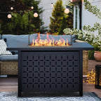 7-Piece Outdoor Rattan Patio Set with Fire Pit Table