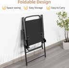 Vongrasig 6 Piece Folding Patio Dining Set,Small Metal Outdoor Garden Patio Table and Chair Set w/Umbrella for Lawn,Deck,Backyard,Black