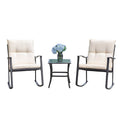 Walsunny Patio Furniture 3 Pieces Outdoor Rocking Chair Set