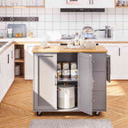 Walsunny Kitchen Island on Wheels with Storage Cabinet & Foldable Drop Leaf, 39.7" Width Rolling Kitchen Table (7404394578096)