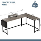 Walsunny 55 inch Home Office Desk with Storage Bag, Study Workstation Modern Simple Design, Student Writing Desk, Office Working Desk, Gray (7346039357616)