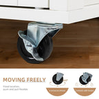 Walsunny 42¡®¡¯ Kitchen Island Cart Storage with Solid Wood Top#color_white