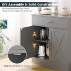 Walsunny Kitchen Buffet Sideboard Cabinet with Adjustable Shelf,Wooden Storage Cabinet with 2 Doors and 1 Drawers,Modern Farmhouse Coffee Bar Cabinet with Storage for Kitchen/Living Room,Grey (7610077905072)