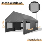 Walsunny Carport, 10x20 ft Heavy Duty Carport Canopy with Roll-up Windows, Portable Garage for Car, Truck, Boat (7404387926192)