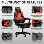 Gaming Chairs  Walsunny Gaming Chairs with Footrest, Massage Leather Game Chair for Adults Big and Tall Gamer Chair with Headrest and Lumbar Support with Ergonomic PU Leather #color_red