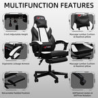 Gaming Chairs  Walsunny Gaming Chairs with Footrest, Massage Leather Game Chair for Adults Big and Tall Gamer Chair with Headrest and Lumbar Support with Ergonomic PU Leather   #color_white