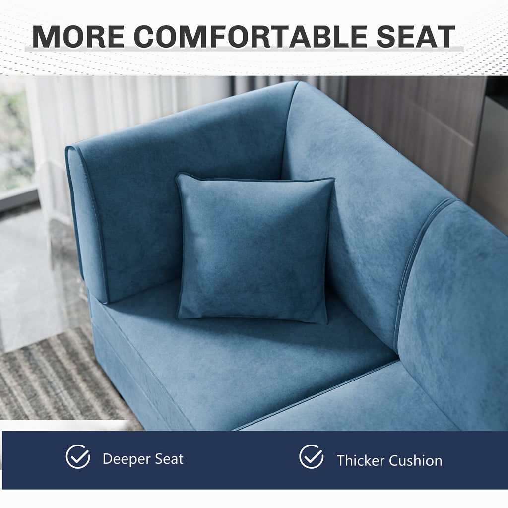 Walsunny Velvet 5 Pieces Modular Sectional Sofa L-Shaped Couch With Reversible Chaise (7223391125680)