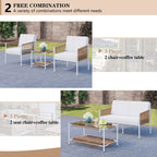 Walsunny Patio Furniture 5 Pieces Outdoor Rattan Conversation Chair Set