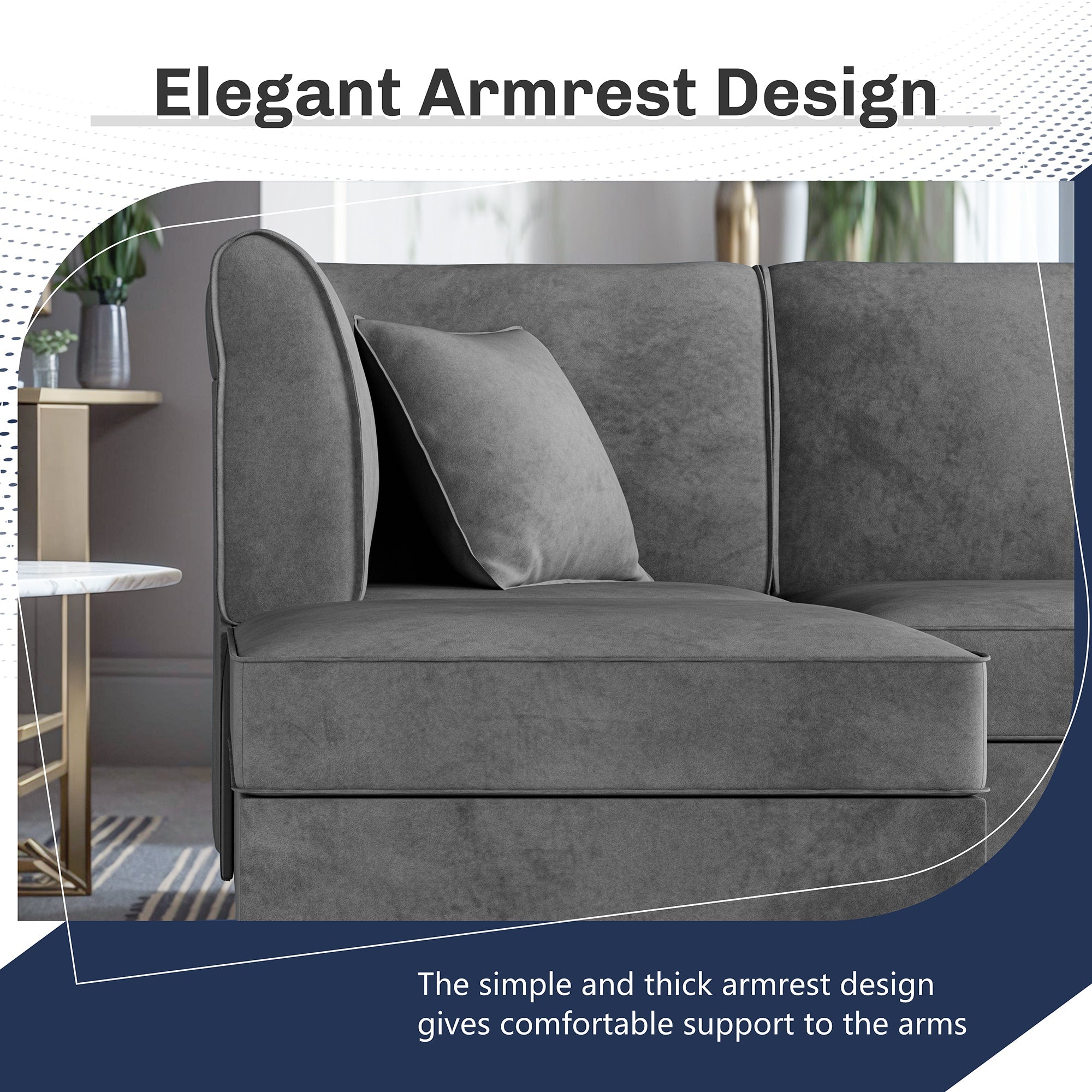 Walsunny Velvet 5 Pieces Modular Sectional Sofa L-Shaped Couch With Reversible Chaise (7223391125680)