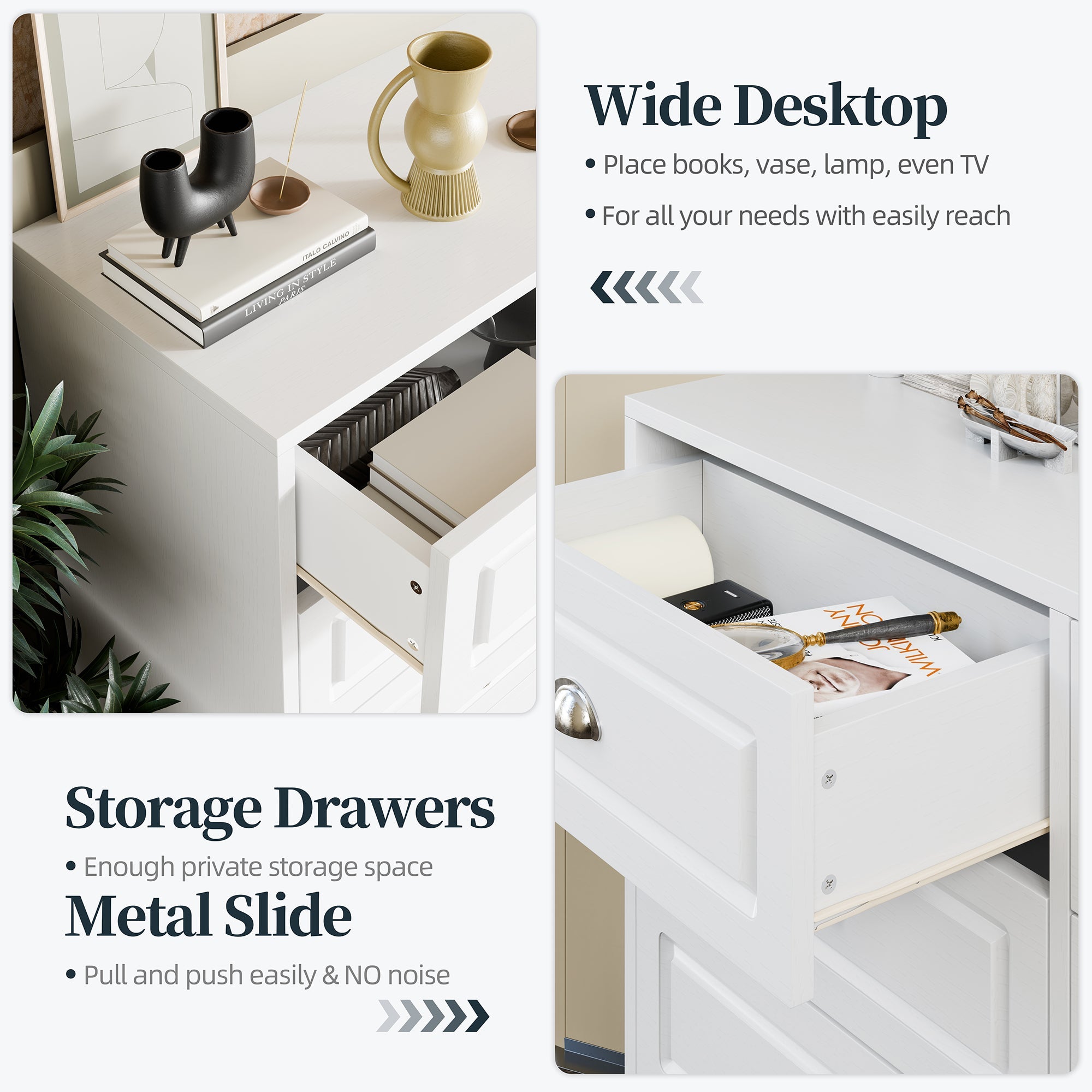 Walsunny 9 Drawer Double Dresser Black Wooden Wide Chest of Drawers with Metal Handles Storage Organizer Dresser Nursery Dresser for Living Room Hallway (7504222027952)