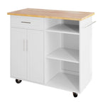 Walsunny 42¡®¡¯ Kitchen Island Cart Storage with Solid Wood Top#color_white