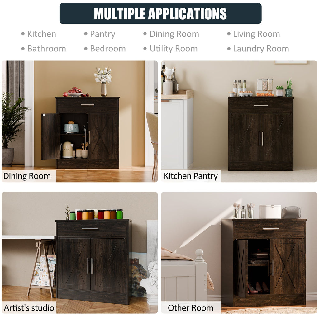Walsunny Kitchen Buffet Sideboard Cabinet with Adjustable Shelf,Wooden Storage Cabinet with 2 Doors and 1 Drawers,Modern Farmhouse Coffee Bar Cabinet with Storage for Kitchen/Living Room,Grey (7610077905072)