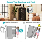 Walsunny 5 Drawer White Vertical Dresser Modern Storage Cabinet with Handle-Drawer Chest Wood Organizer for Living Room (7504209772720)
