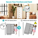 Walsunny 5 Drawer White Vertical Dresser Modern Storage Cabinet with Handle-Drawer Chest Wood Organizer for Living Room (7504209772720)