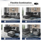 Walsunny Velvet 5 Pieces Modular Sectional Sofa L-Shaped Couch With Reversible Chaise (7223391125680)