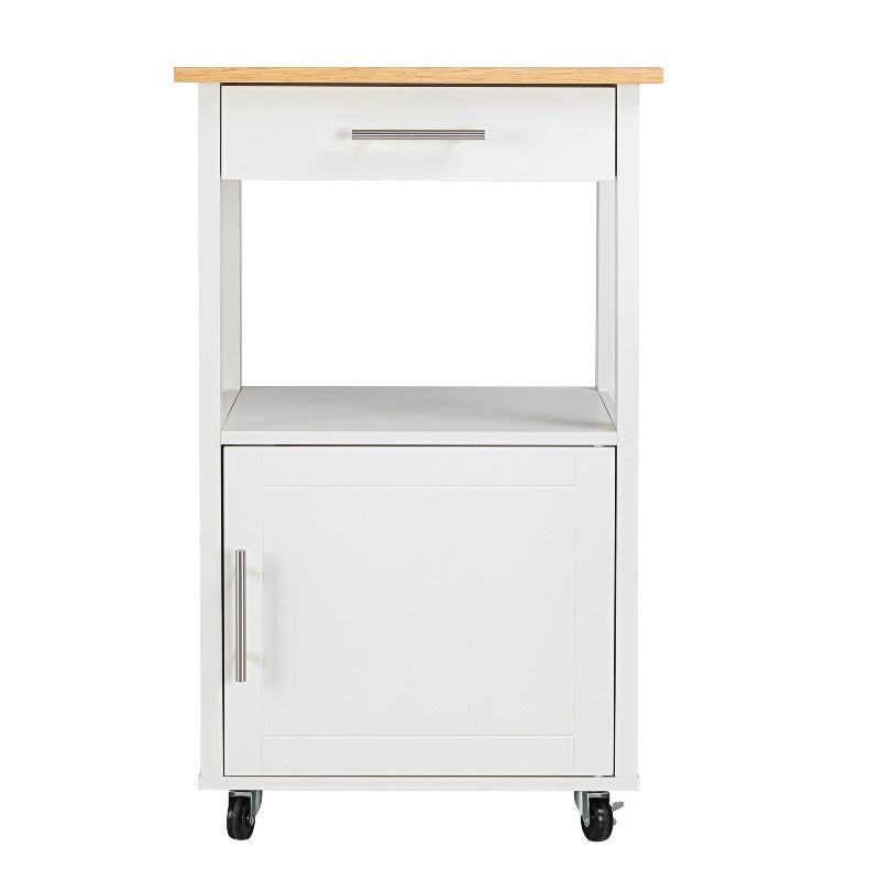 Walsunny Rolling Kitchen Island With Solid Wood Top #color_white