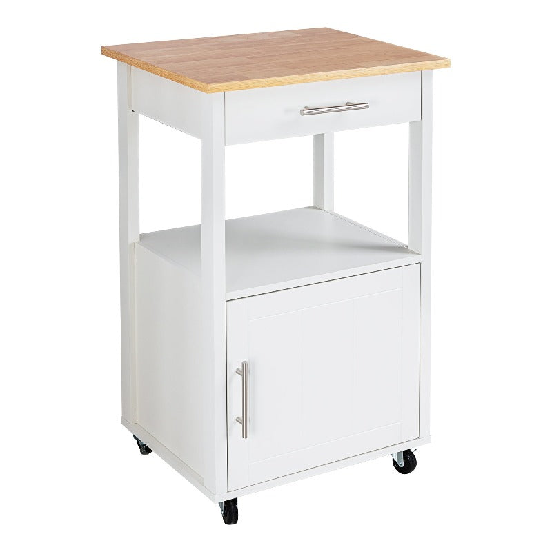 Walsunny Rolling Kitchen Island With Solid Wood Top #color_white