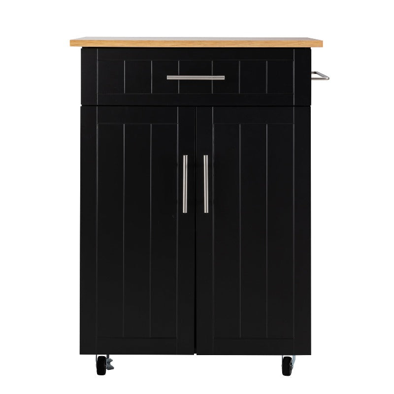 Walsunny 26 Rolling Kitchen Island with Solid Wood Top#color_black