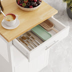 Walsunny Rolling Kitchen Island With Solid Wood Top #color_white