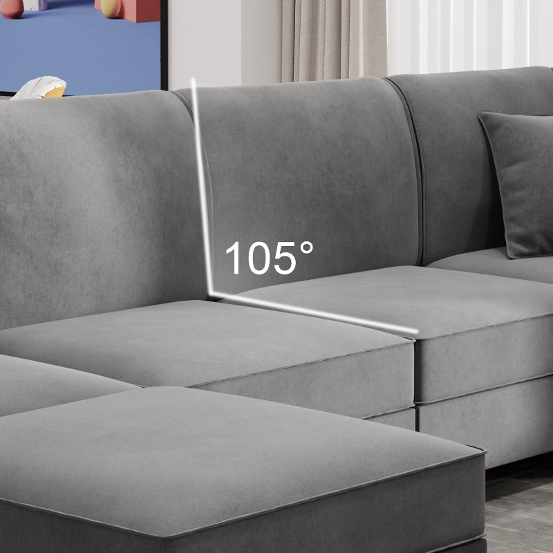 Walsunny 5 Pieces Modular L-Shaped Velvet Couch Sofa with Reversible Chaise (7223391125680)
