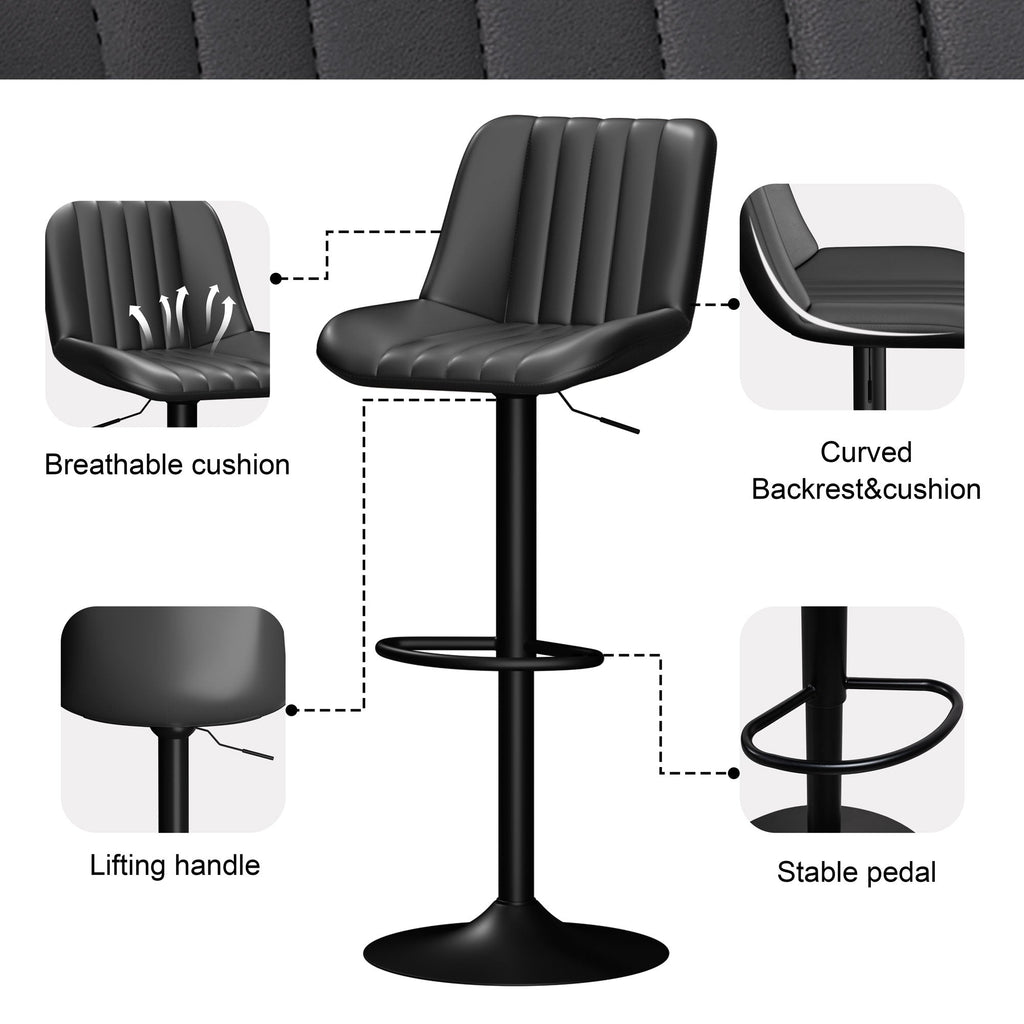 Walsunny Bar Stools Set of 2,Adjustable Leather Counter Height with High Backrest,Bar Chairs for Kitchen Island Dining£¬Room Bar (7562958831792)