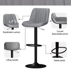 Walsunny Bar Stools Set of 2,Adjustable Leather Counter Height with High Backrest,Bar Chairs for Kitchen Island Dining£¬Room Bar (7562958831792)