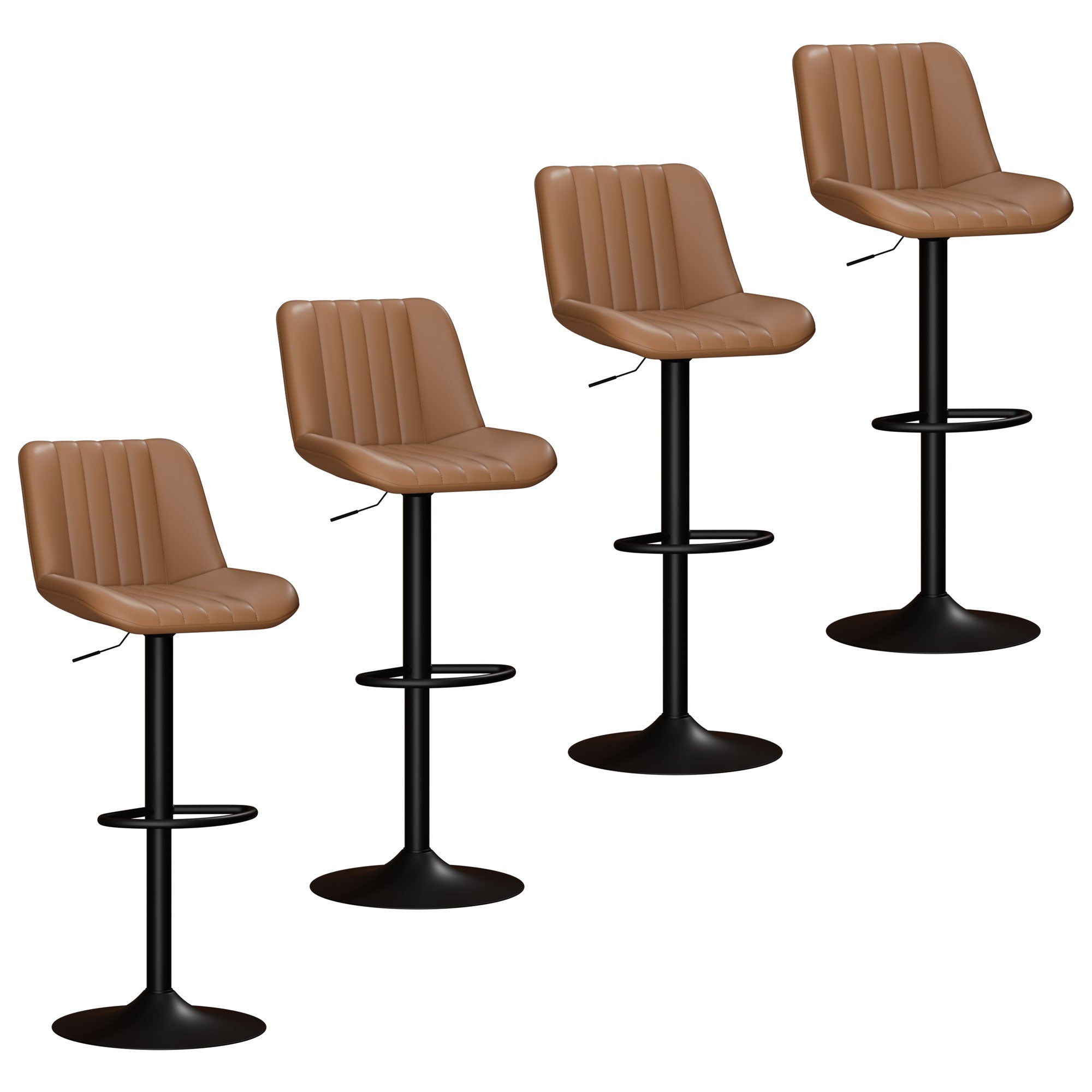 Walsunny Bar Stools Set of 2,Adjustable Leather Counter Height with High Backrest,Bar Chairs for Kitchen Island Dining£¬Room Bar (7562958831792)
