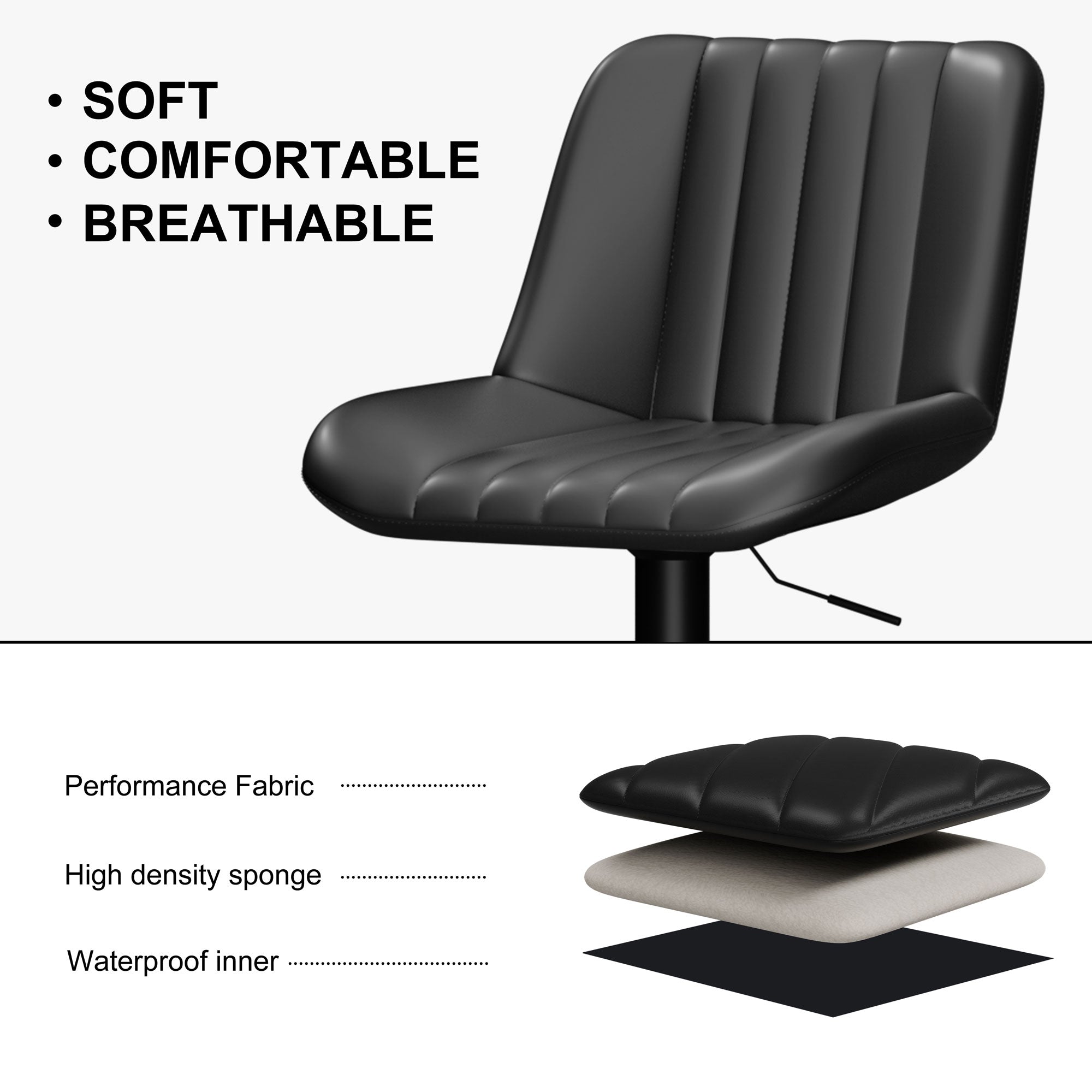 Walsunny Bar Stools Set of 2,Adjustable Leather Counter Height with High Backrest,Bar Chairs for Kitchen Island Dining£¬Room Bar (7562958831792)