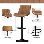 Walsunny Bar Stools Set of 2,Adjustable Leather Counter Height with High Backrest,Bar Chairs for Kitchen Island Dining£¬Room Bar (7562958831792)