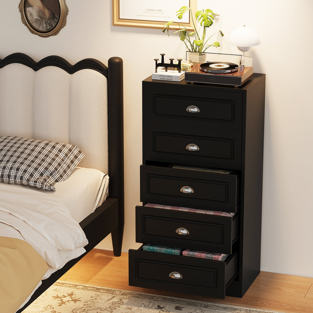 Walsunny 5 Drawer White Vertical Dresser Modern Storage Cabinet with Handle-Drawer Chest Wood Organizer for Living Room (7504209772720)