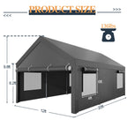 Vongrasig Carport, 12x20 ft Heavy Duty Carport Canopy with Roll-up Windows
