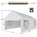 Vongrasig Carport, 12x20 ft Heavy Duty Carport Canopy with Roll-up Windows