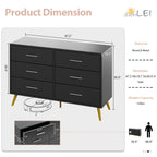Walsunny 9 Drawer Double Dresser Black Wooden Wide Chest of Drawers with Metal Handles Storage Organizer Dresser Nursery Dresser for Living Room Hallway (7504222027952)