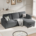 Walsunny 3 Seat L-Shaped Sectional Sofa With Movable Ottoman#color_dark-grey