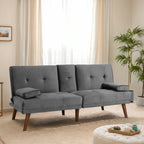 Walsunny 60¡±Convertible Sofa Bed Small Folding Loveseat Couch Removable Armrest, Modern Futon Recliner Sleeper (7415619715248)