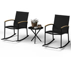 Walsunny 3 Pieces Patio Set Outdoor Patio Furniture Sets Modern Rocking Bistro Set Textilene Chair Conversation Sets Black (7609554796720)