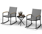 Walsunny 3 Pieces Patio Set Outdoor Patio Furniture Sets Modern Rocking Bistro Set Textilene Chair Conversation Sets Black (7609554796720)